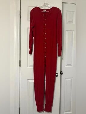 Wright's Union Suit Red Long Johns One Piece Pajamas Thermal Cotton Size US L